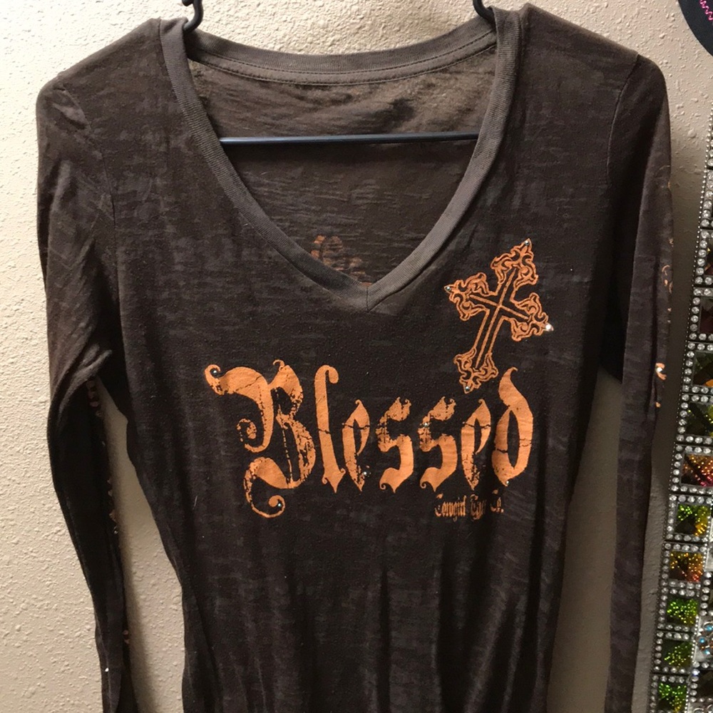 Cowgirl tuff “blessed” long sleeve tee